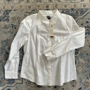 Talbots white long sleeve button down shirt 12 NWT